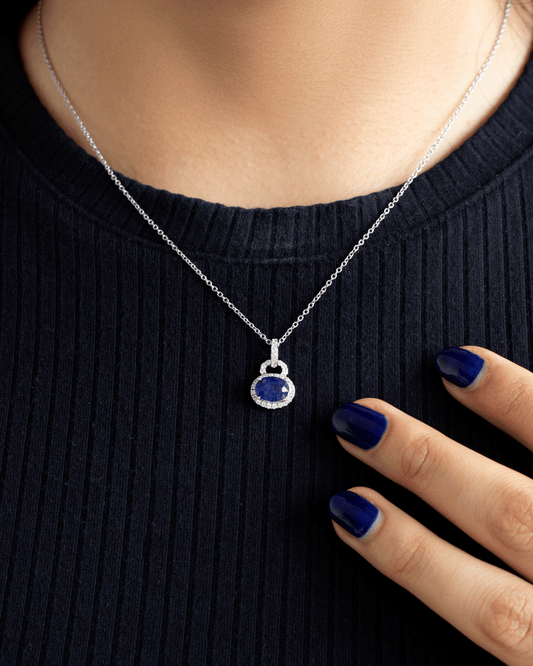 Gargantilla de Plata con Zafiro Azul