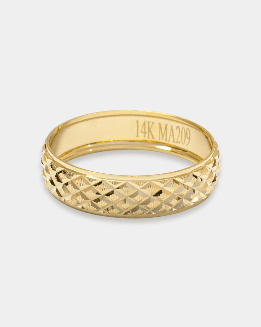 Argolla de Matrimonio de Oro Amarillo con Grabado en Rombo