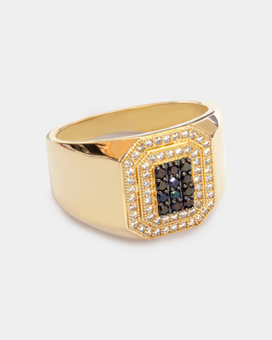 Anillo para Hombre con Zirconias Negras y Blancas
