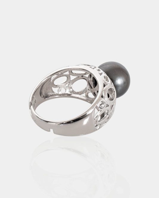 Anillo de Plata con Perla Negra