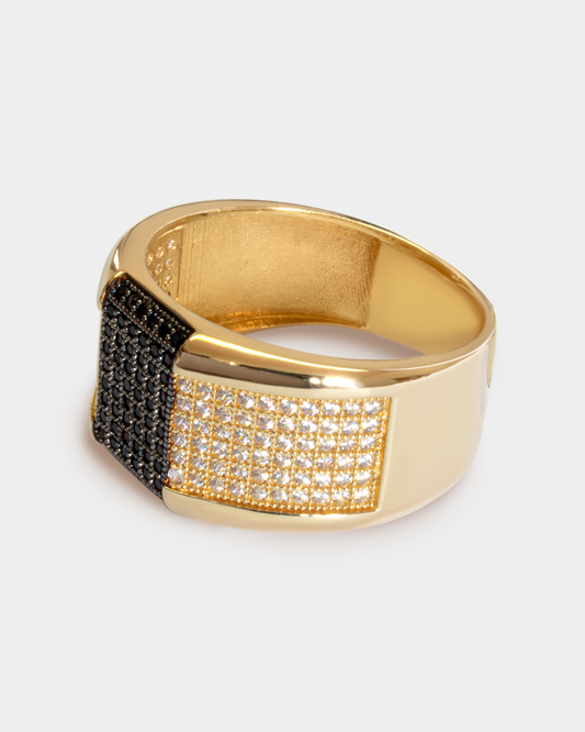 Anillo para Hombre con Zirconias Negras y Blancas