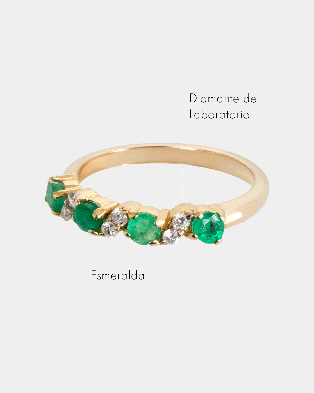 Anillo de Oro con Diamantes y Esmeraldas