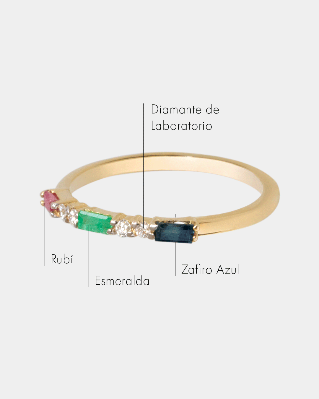 Anillo de Oro con Diamantes y Piedras Naturales