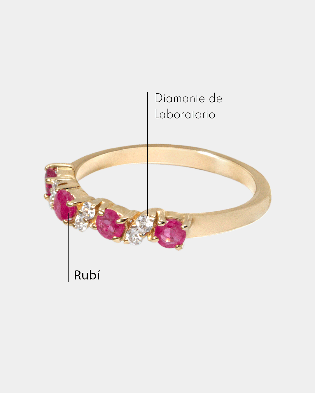Anillo de Oro con Diamantes y Rubí