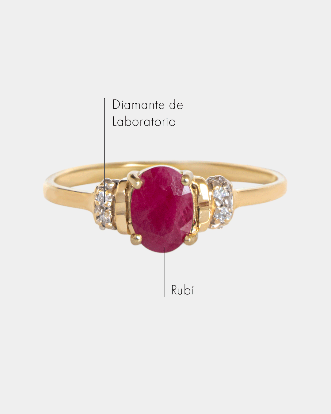 Anillo de Oro con Diamantes y Rubí