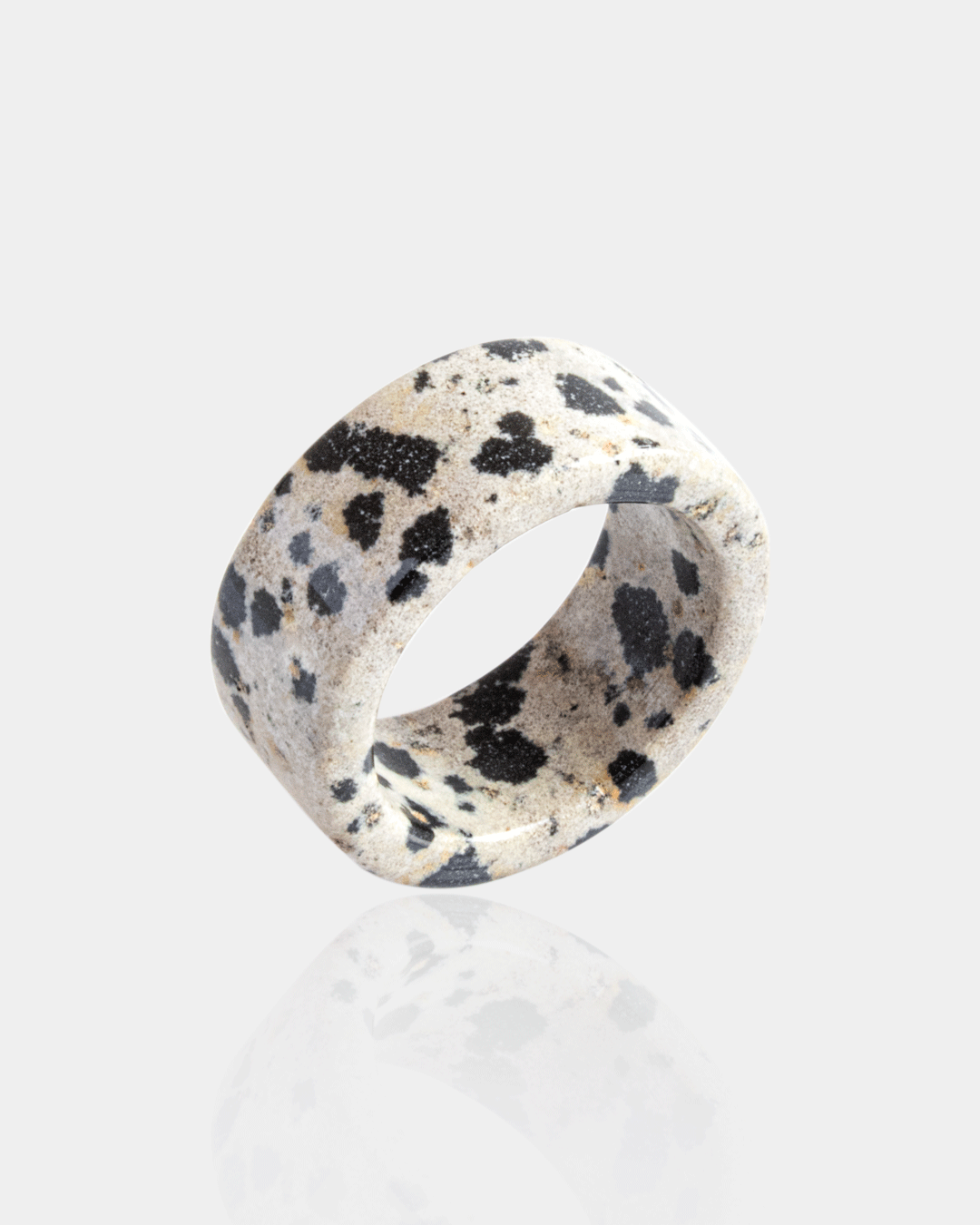 Anillo de Piedra Natural Jaspe Dálmata Grueso