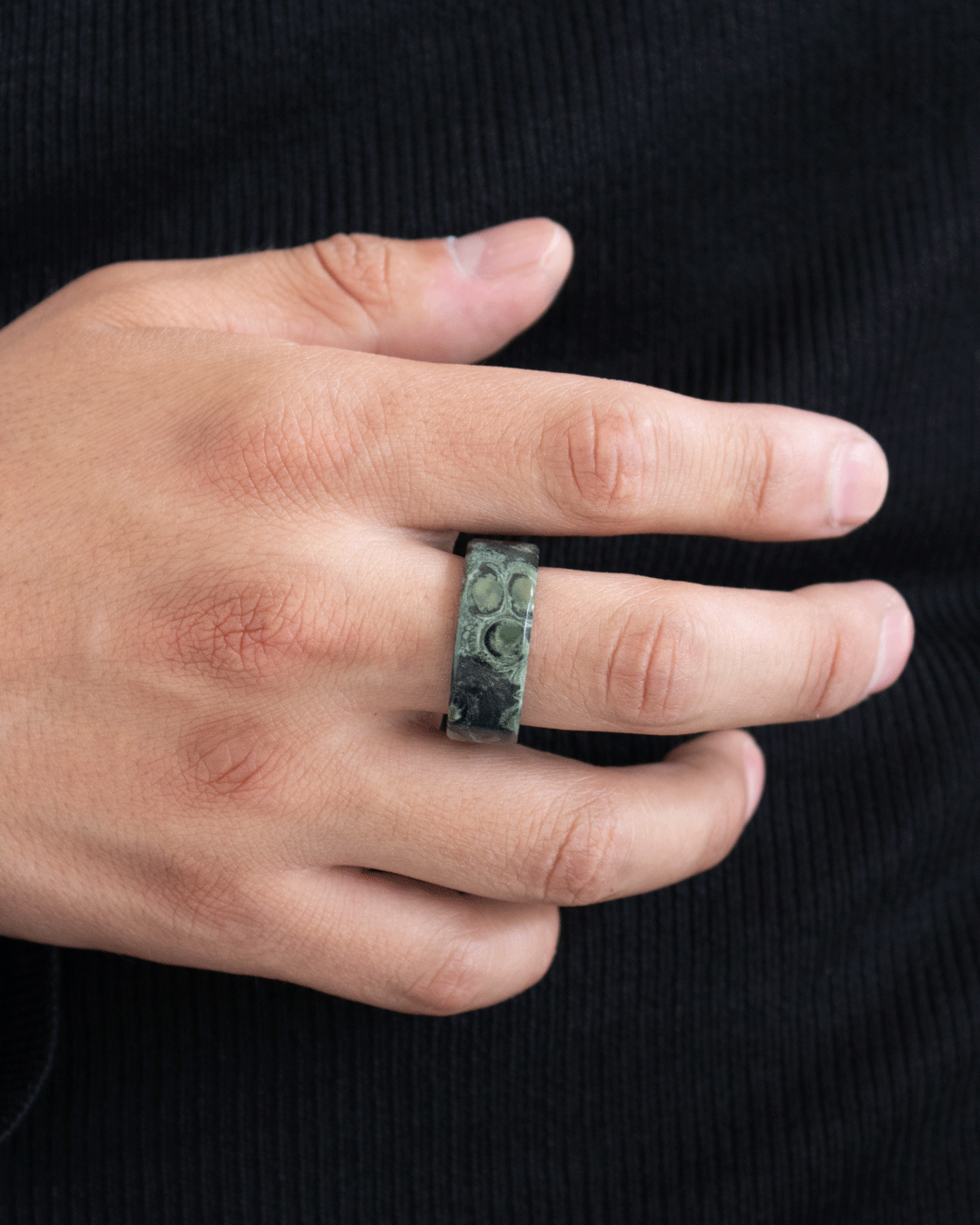 Anillo de Piedra Natural Jaspe Kambaba Grueso