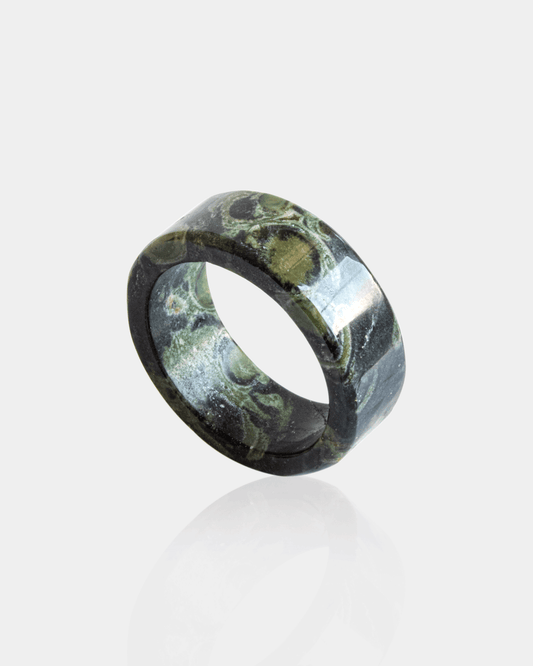 Anillo de Piedra Natural Jaspe Kambaba Grueso