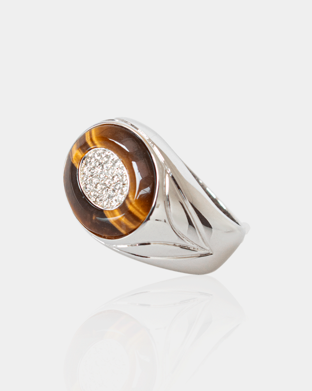 Anillo con Ojo de Tigre y Diamantes