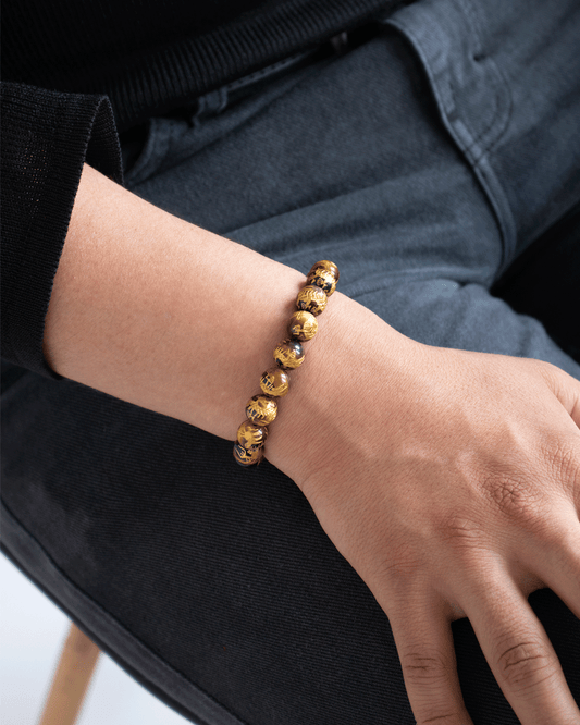 Pulsera Ojo de tigre con Dragón Tallado
