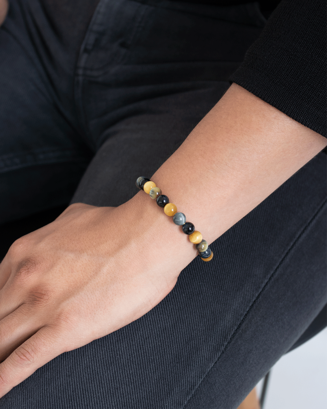 Pulsera ojo de tigre azul y amarillo