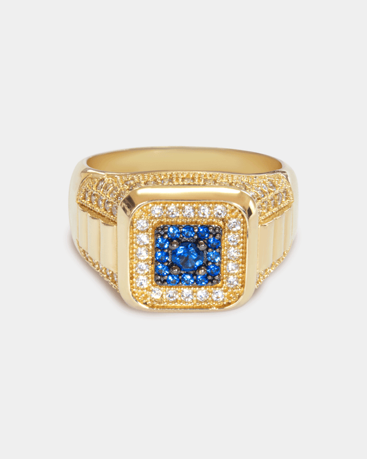 Anillo para Hombre con Zirconias Azules y Blancas