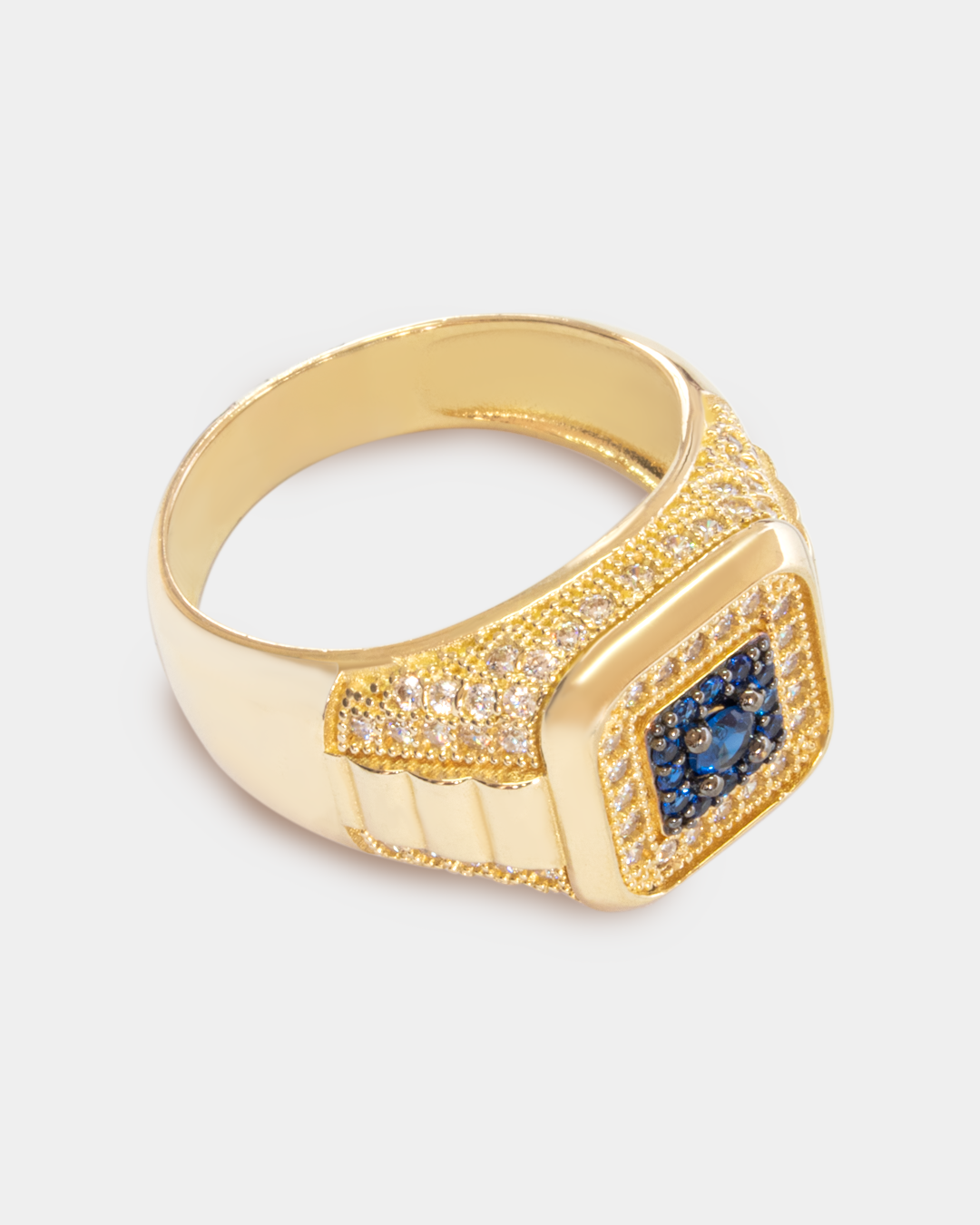 Anillo para Hombre con Zirconias Azules y Blancas