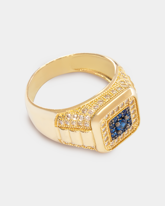 Anillo para Hombre con Zirconias Azules y Blancas