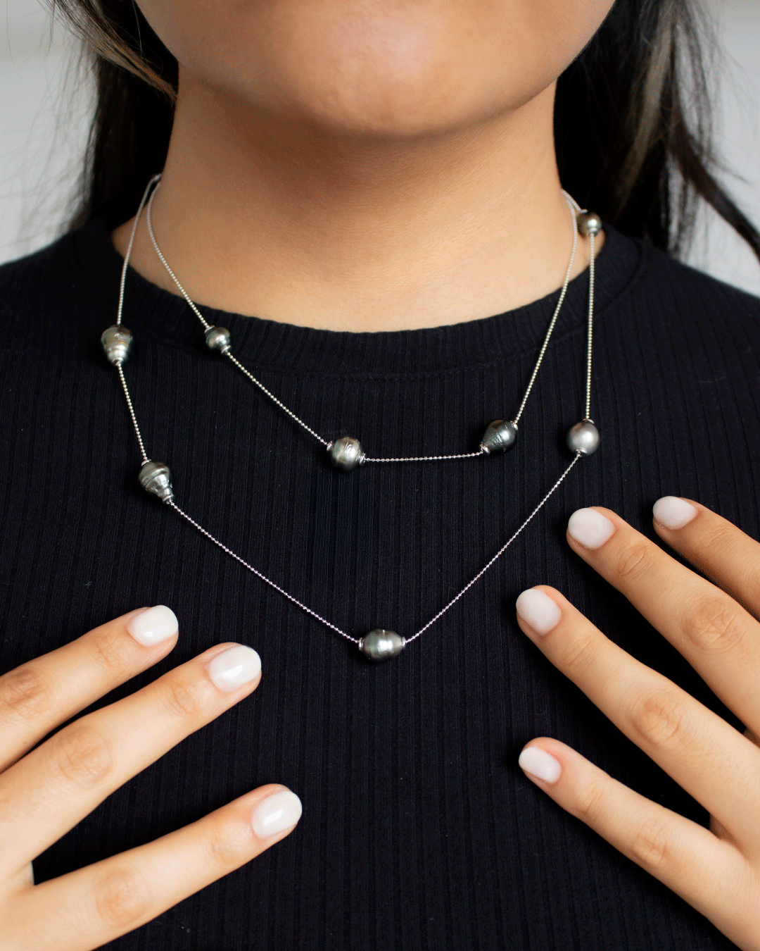 Collar de Plata con Perlas Negras