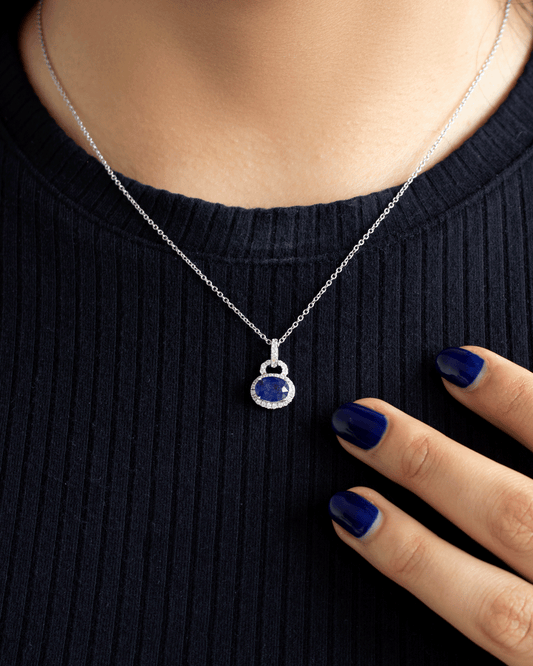 Gargantilla de Plata con Zafiro Azul