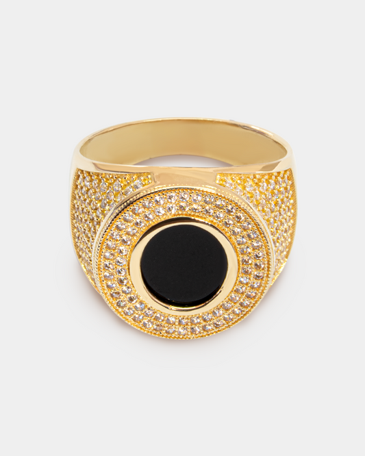 Anillo para Hombre con Ónix y Zirconias Blancas