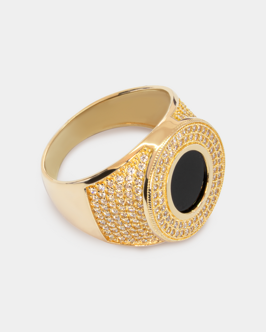 Anillo para Hombre con Ónix y Zirconias Blancas