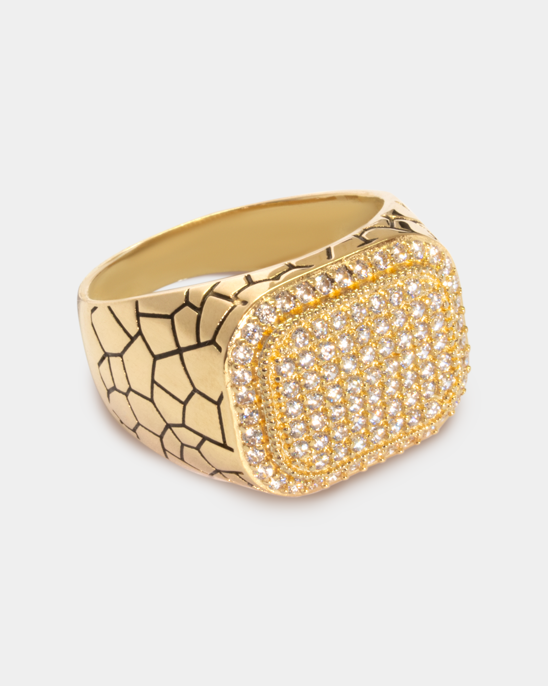 Anillo para Hombre con Zirconias Blancas y Grabado