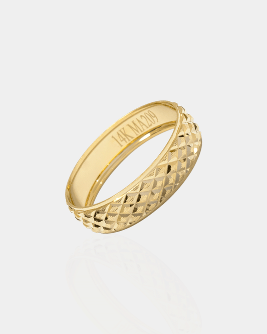 Argolla de Matrimonio de Oro Amarillo con Grabado en Rombo