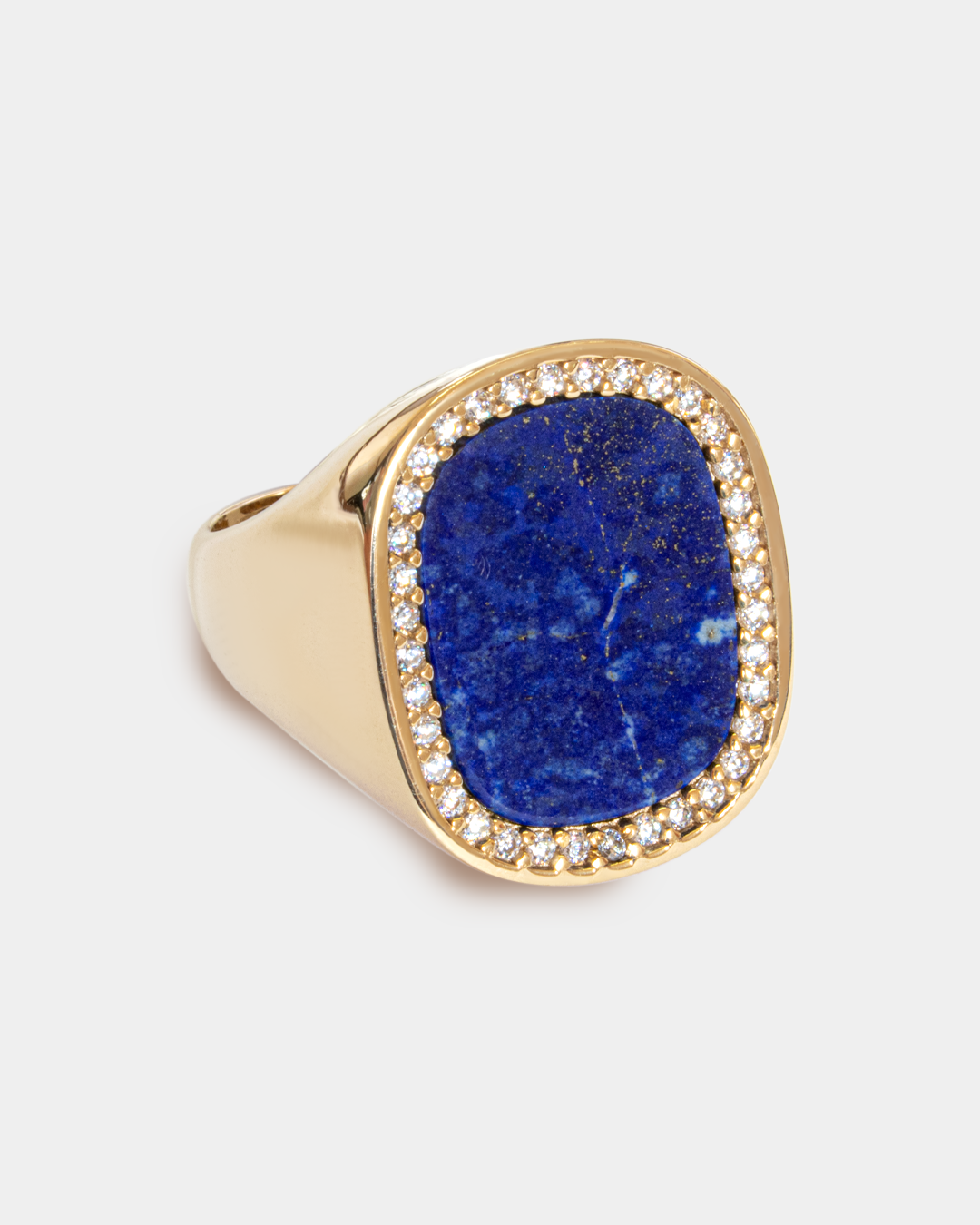 Anillo para Hombre con Lapislázuli y Zirconias Blancas