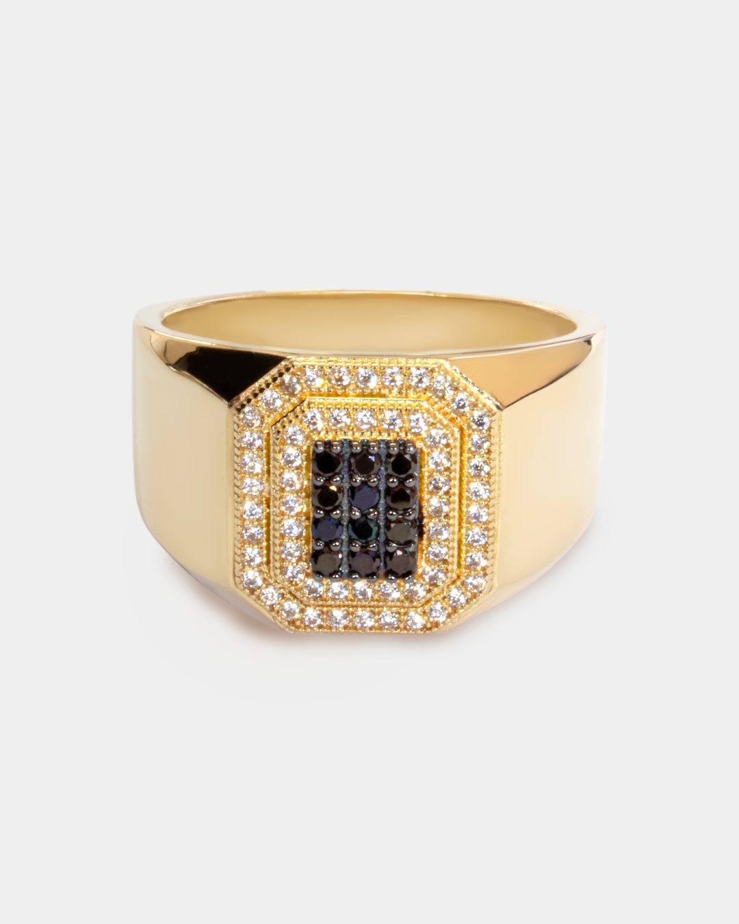 Anillo para Hombre con Zirconias Negras y Blancas