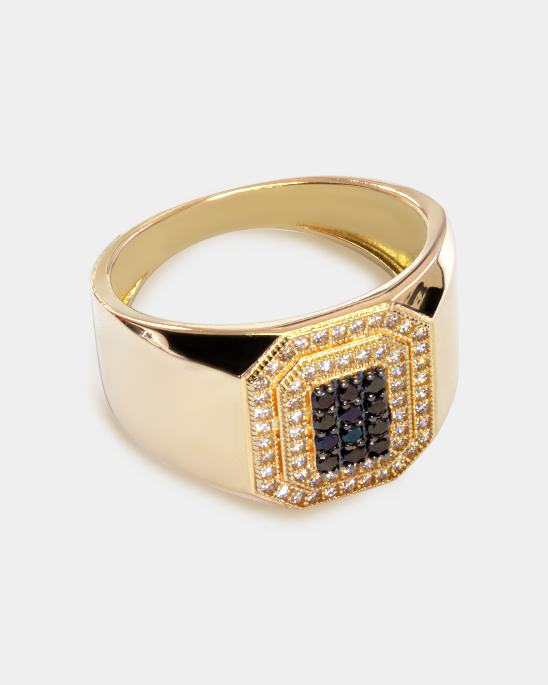 Anillo para Hombre con Zirconias Negras y Blancas