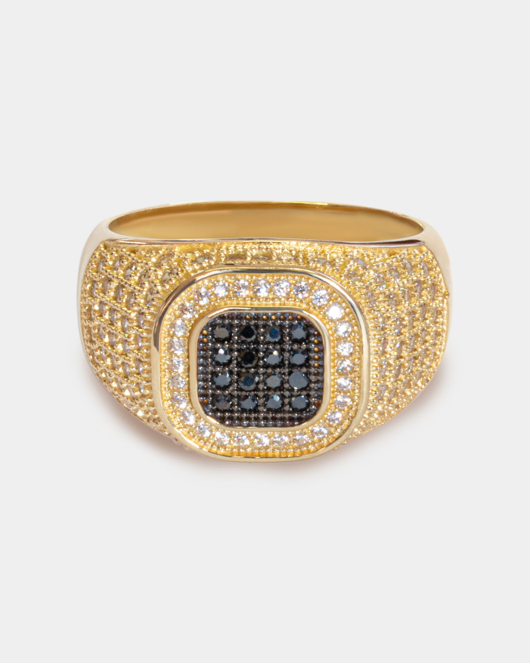 Anillo para Hombre con Zirconias Negras y Blancas