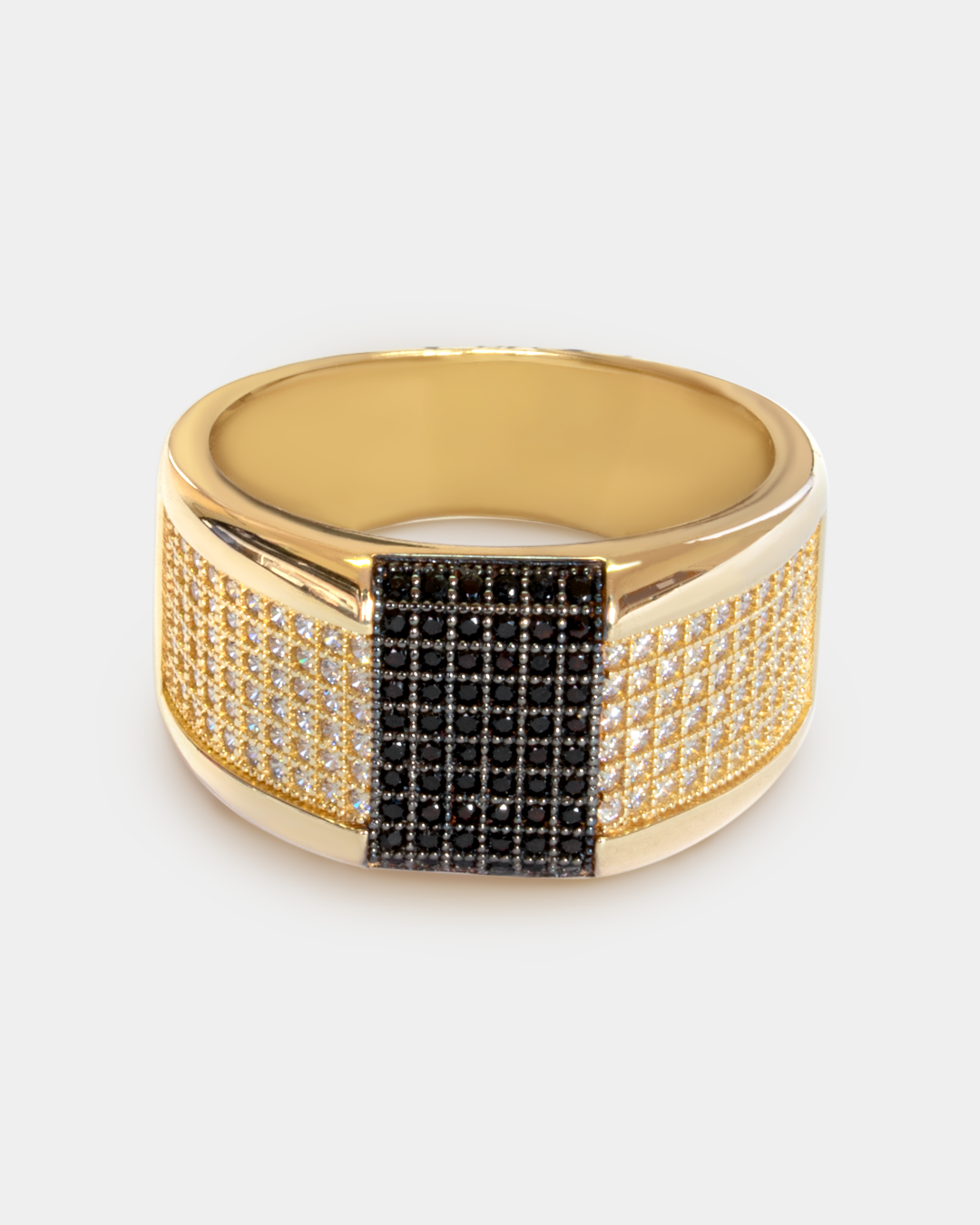 Anillo para Hombre con Zirconias Negras y Blancas