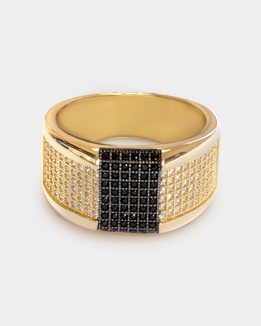 Anillo para Hombre con Zirconias Negras y Blancas