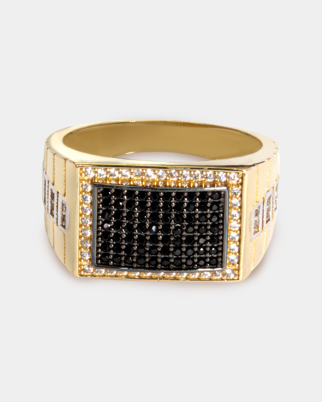 Anillo para Hombre con Zirconias Negras y Blancas