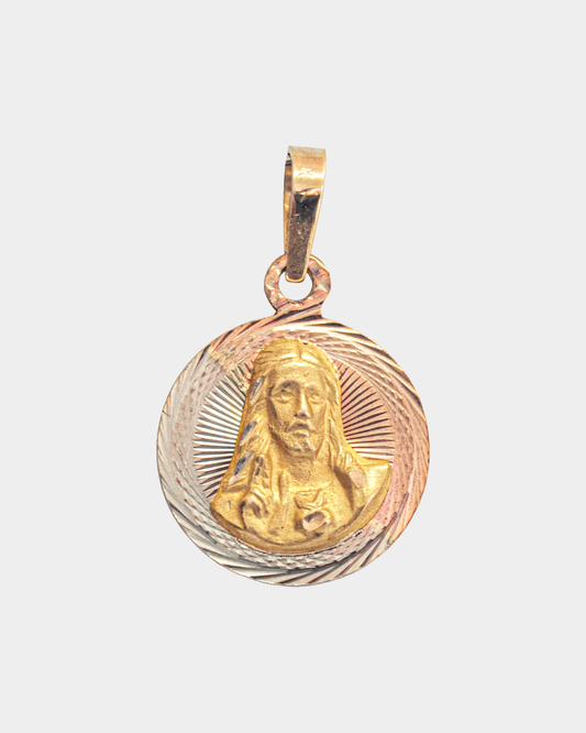 Escapulario de Virgen de Guadalupe y Sagrado Corazón Tres Oros 10k