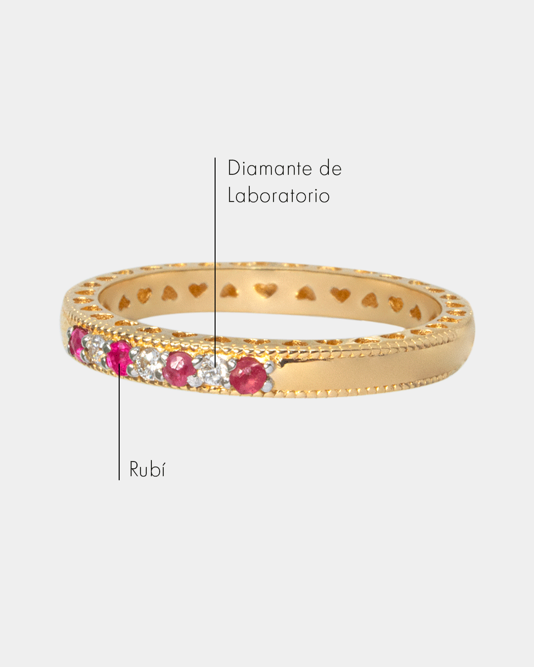 Anillo de Oro con Diamantes y Rubí