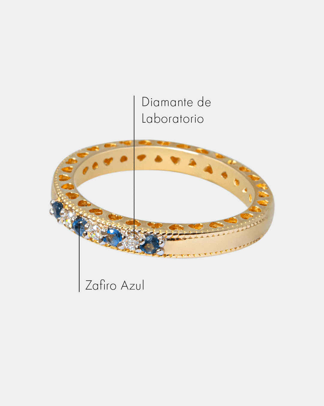 Anillo de Oro con Diamantes y Zafiro Azul