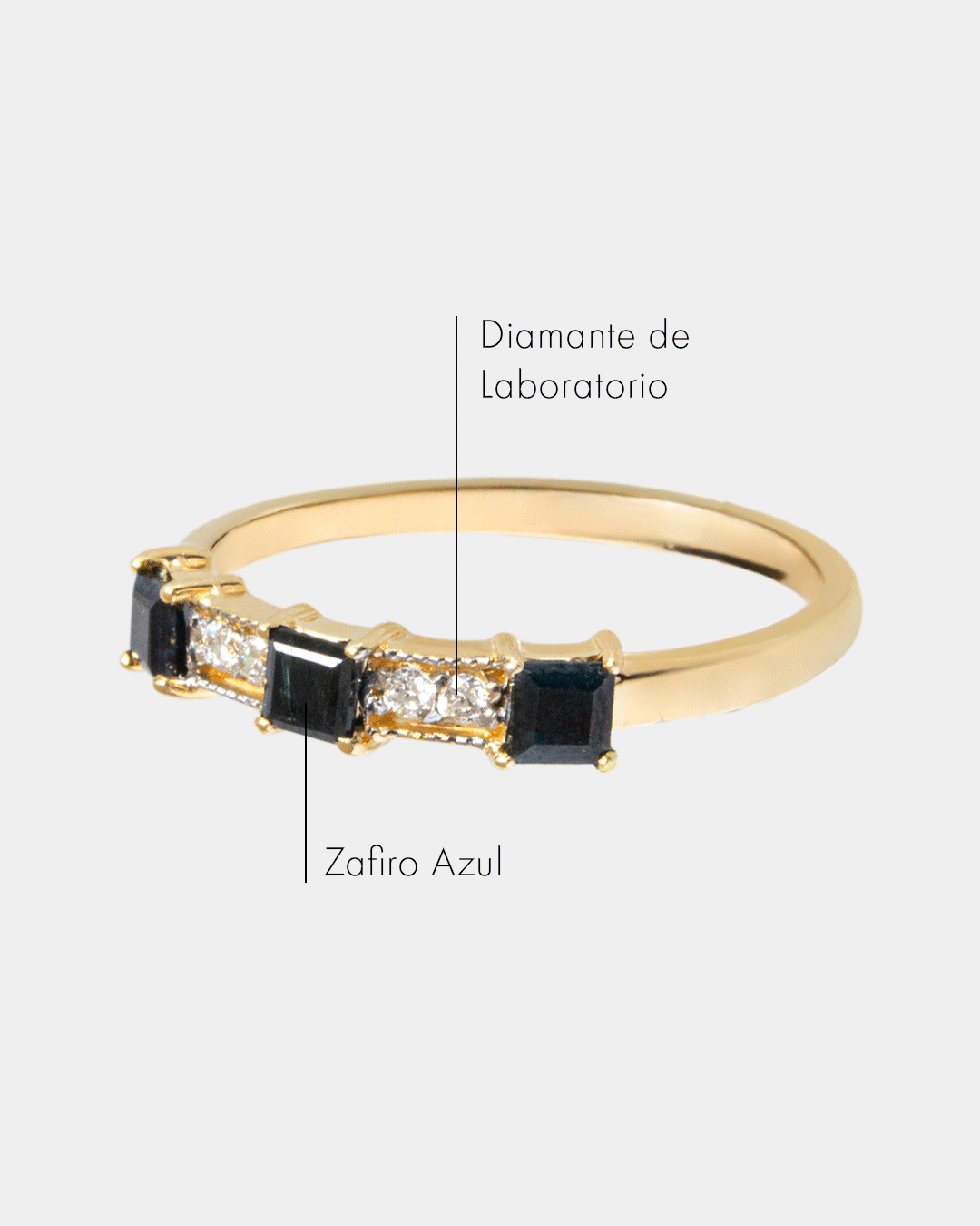Anillo de Oro con Diamantes y Zafiro Azul