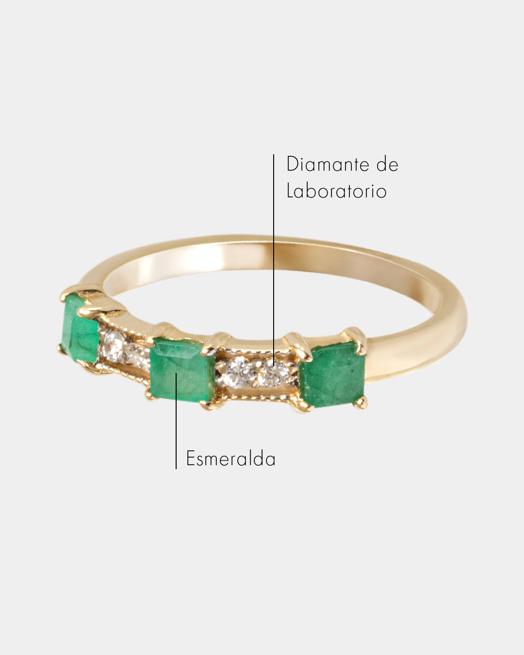 Anillo de Oro con Diamantes y Esmeraldas