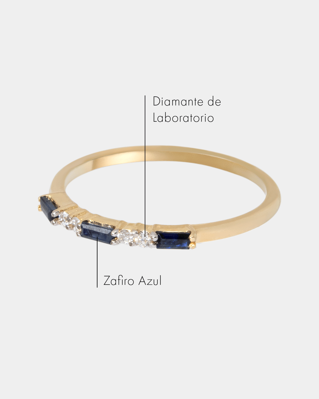Anillo de Oro con Diamantes y Zafiro Azul