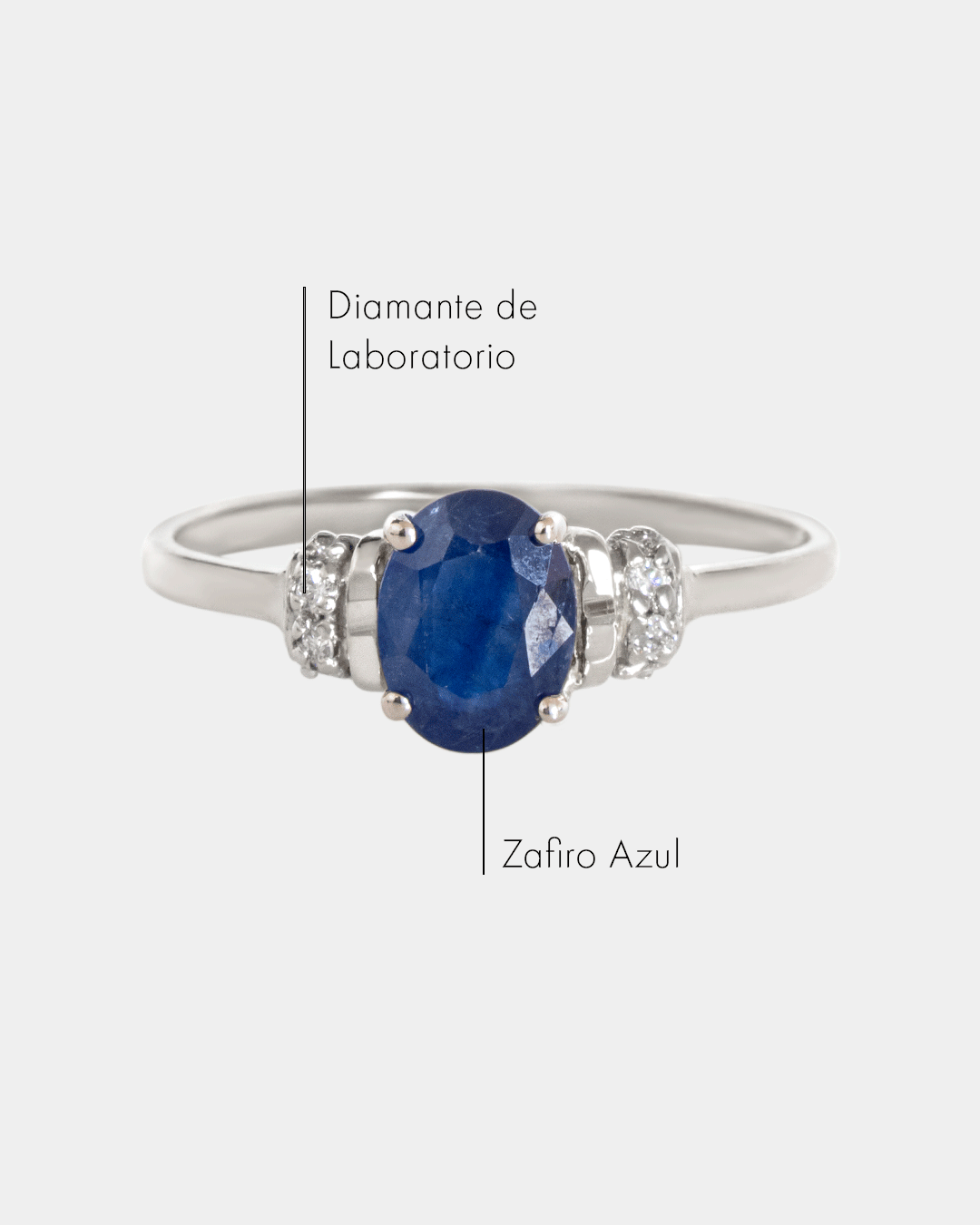 Anillo de Oro con Diamantes y Zafiro Azul