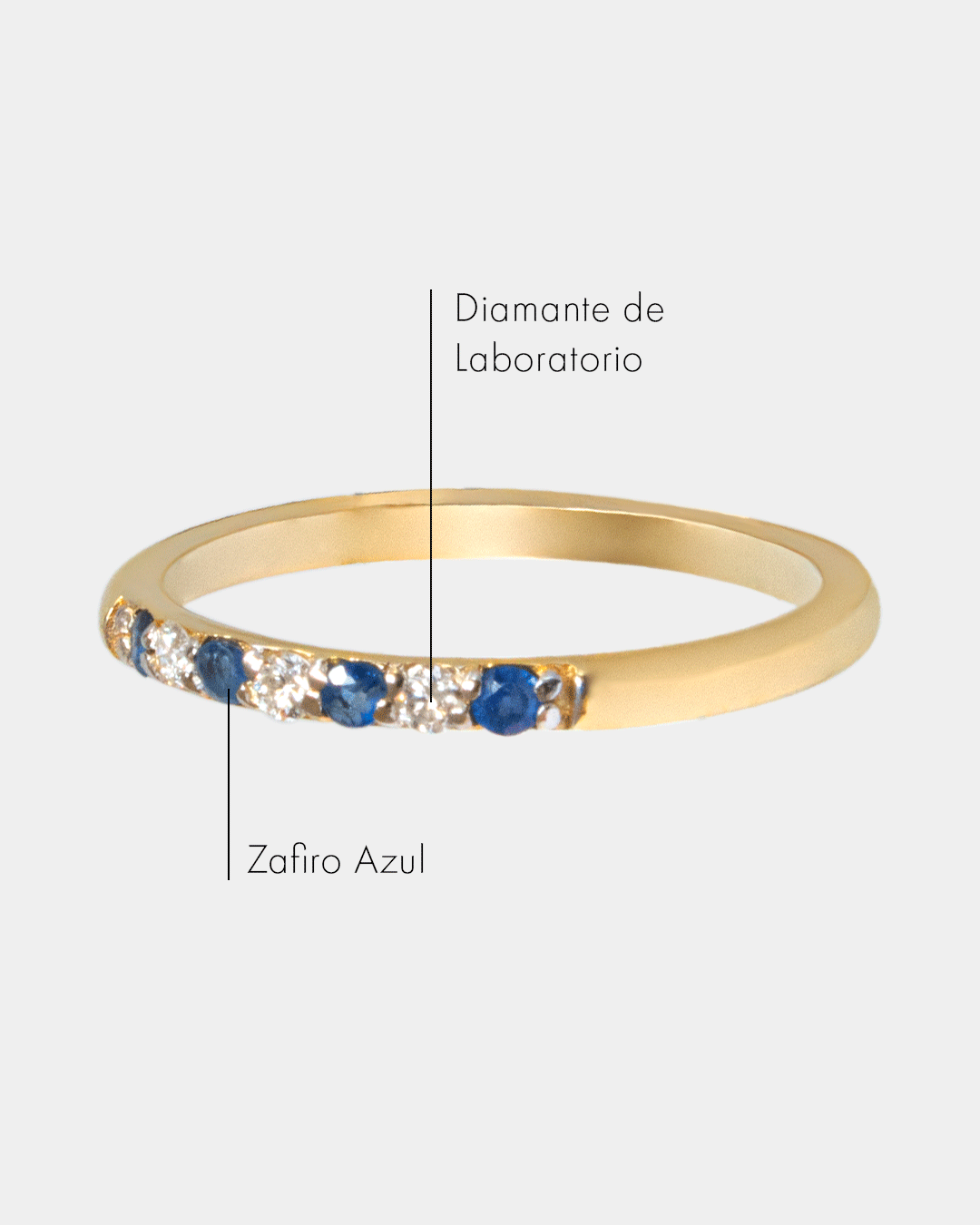 Anillo de Oro con Diamantes y Zafiro Azul